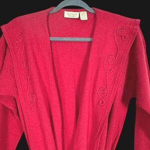 Victoria's Secret Red Lambswool Angora Robe Sweater Shawl Collar OS  Gold Label